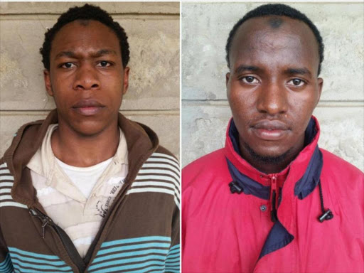 Kiguzo Mwangolo Mgutu (l) and Abubakar Jillo Mohamed (r), ISIS-linked suspects who were arrested in Kangemi on May 24, 2016. Photo/COURTESY.