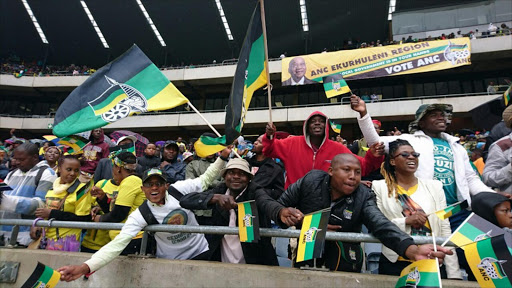 ANC supporters singing and dancing ahead of the #ANC105 celebration. Picture: Boikhutso Ntsoko