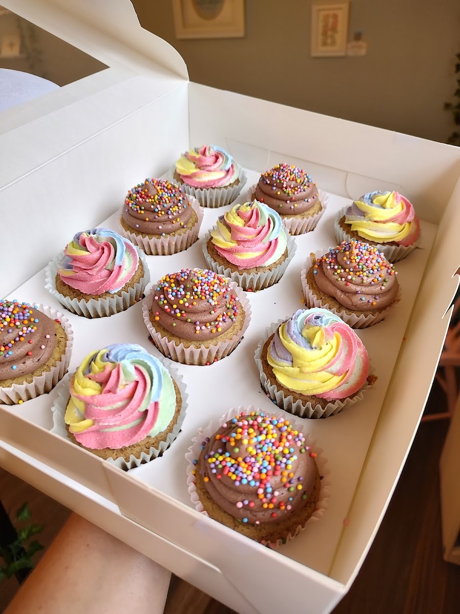 Even these colorful cupcakes are dye-free, like everything that The Better Bakery makes!