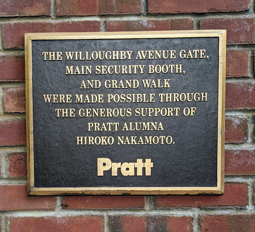 THE WILLOUGHBY AVENUE GATE, MAIN SECURITY BOOTH, AND GRAND WALK WERE MADE POSSIBLE THROUGH THE GENEROUS SUPPORT OF PRATT ALUMNA HIROKO NAKAMOTO.   Pratt   Submitted by @lampbane
