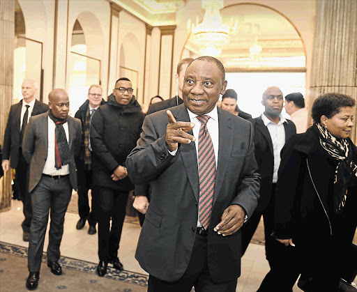 Deputy President Cyril Ramaphosa arrives at his hotel in Stockholm where he was welcomed by the Swedish ambassador to South Africa, Anders Hagelberg. Ramaphosa is to co-chair the ninth session of the SA-Sweden binational commission this week