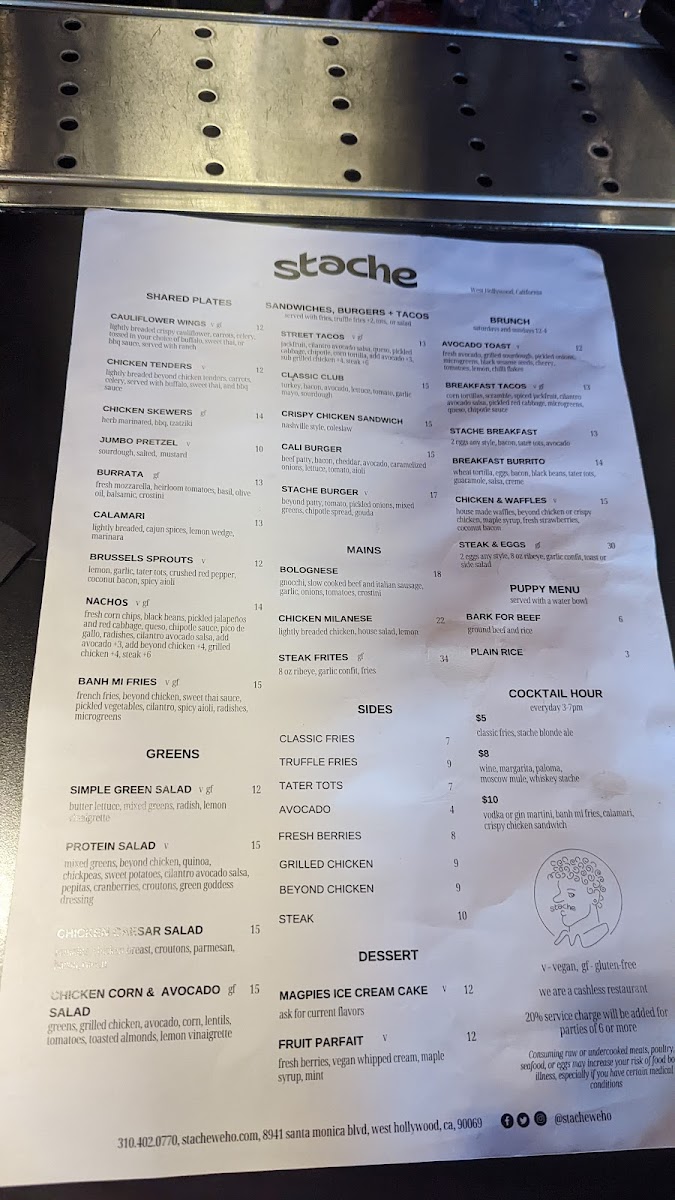 Stache menu with gf options marled clearly