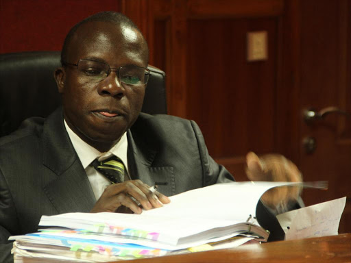 Justice George Odunga at the Milimani High Court. Odunga dismissed a case challenging the transfer of 105 judges. Photo/PHILIP KAMAKYA