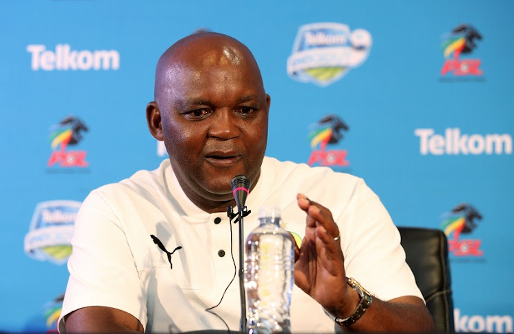 Pitso Mosimane, coach of Mamelodi Sundowns during the 2019 Telkom Knockout Mamelodi Sundowns Press Conference at the PSL Offices, Johannesburg on the 17 October 2019.