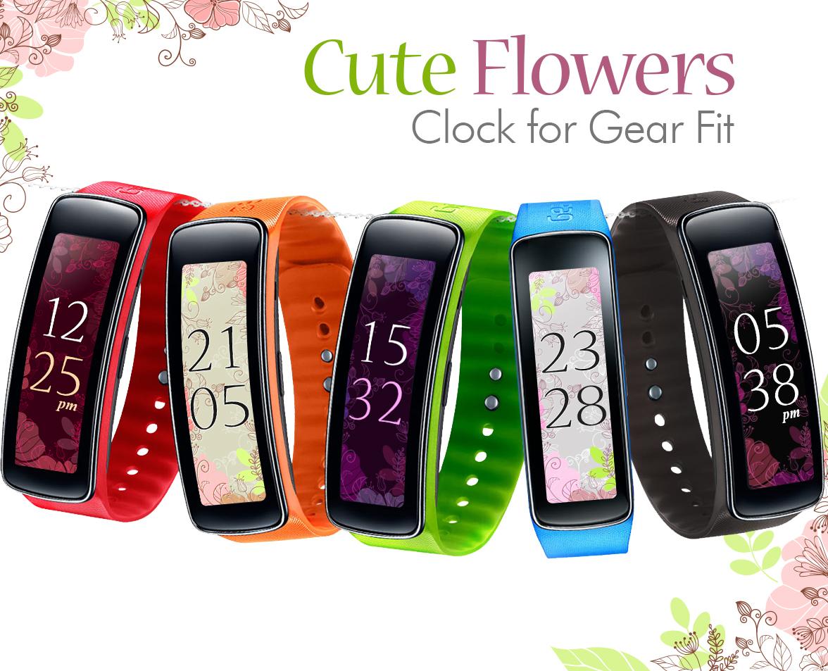 Android application Cute Flowers Gear Fit Clock screenshort