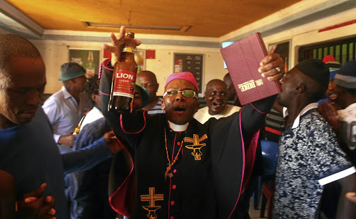 "Bishop" Tsietsi Makiti's Gabola Church is largely scorned but he claims it does not only focus on booze but also has social projects to uplift the community. / KABELO MOKOENA