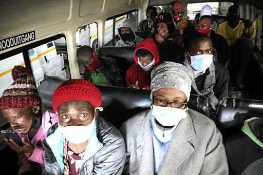 Commuters at Bree Street taxi rank during the lockdown level 3 in Gauteng.