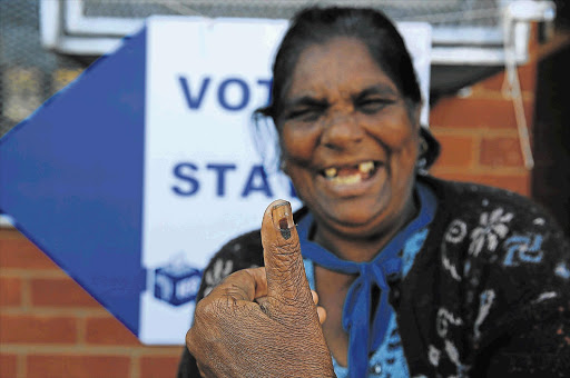 Yogavathie Pillay, 66, has voted in all the elections since 1994. For more election stories and pictures, turn to Pages 4, 6 and 7