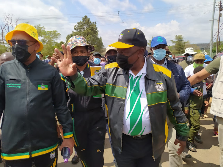 ANC president Cyril Ramaphosa on a walk-about in the Promosa area in Tlokwe, North West. He encouraged locals to vote for the ruling party in the upcoming local government elections.