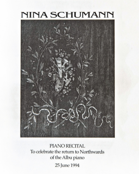 The programme for the first piano recital after the Steinway piano was restored