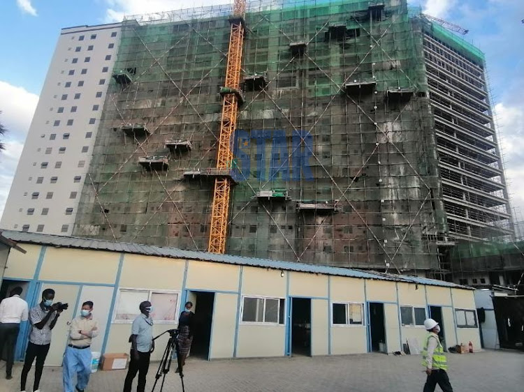 A view of the ongoing construction at Pangani, Nairobi of 1,562 housing units on September 27, 2021