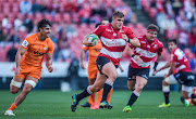 Malcolm Marx of the Emirates Lions powers through the gap on the attack during a Super Rugby game against the Jaguares at Emirates Airline Park Stadium, Johannesburg on July 21 2018.