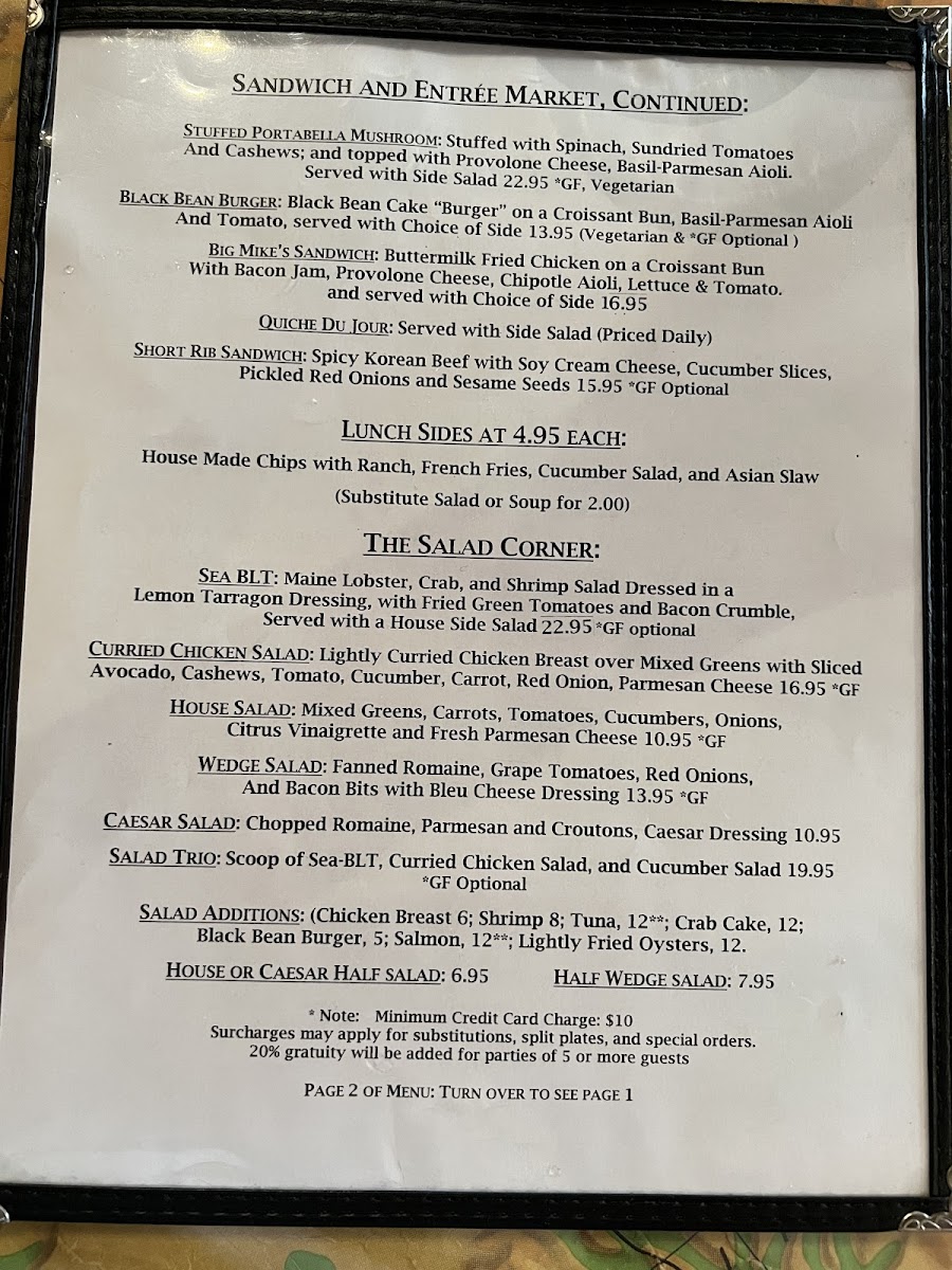 Ports of Call gluten-free menu