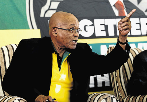 RING OF STEEL: President Jacob Zuma speaks at an ANC rally in Potchefstroom, North West, the day after public protector Thuli Madonsela released her report on the expensive upgrades for his Nkandla homestead.