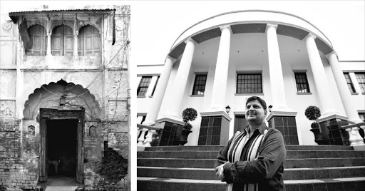 THEN AND NOW: The block of flats in Rani Bazar, Saharanpur, where the Guptas grew up. On the right, Atul Gupta at his home in Johannesburg