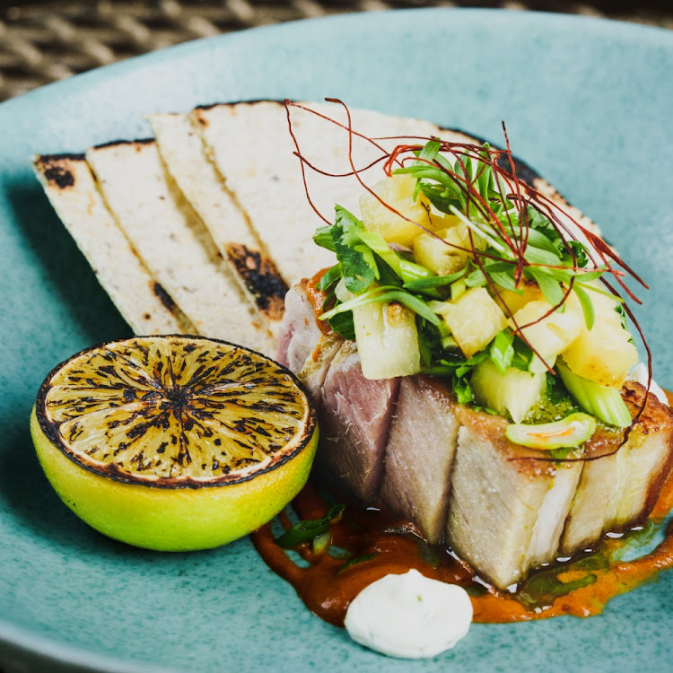 Mexican-style pork belly with an ancho chilli dressing.