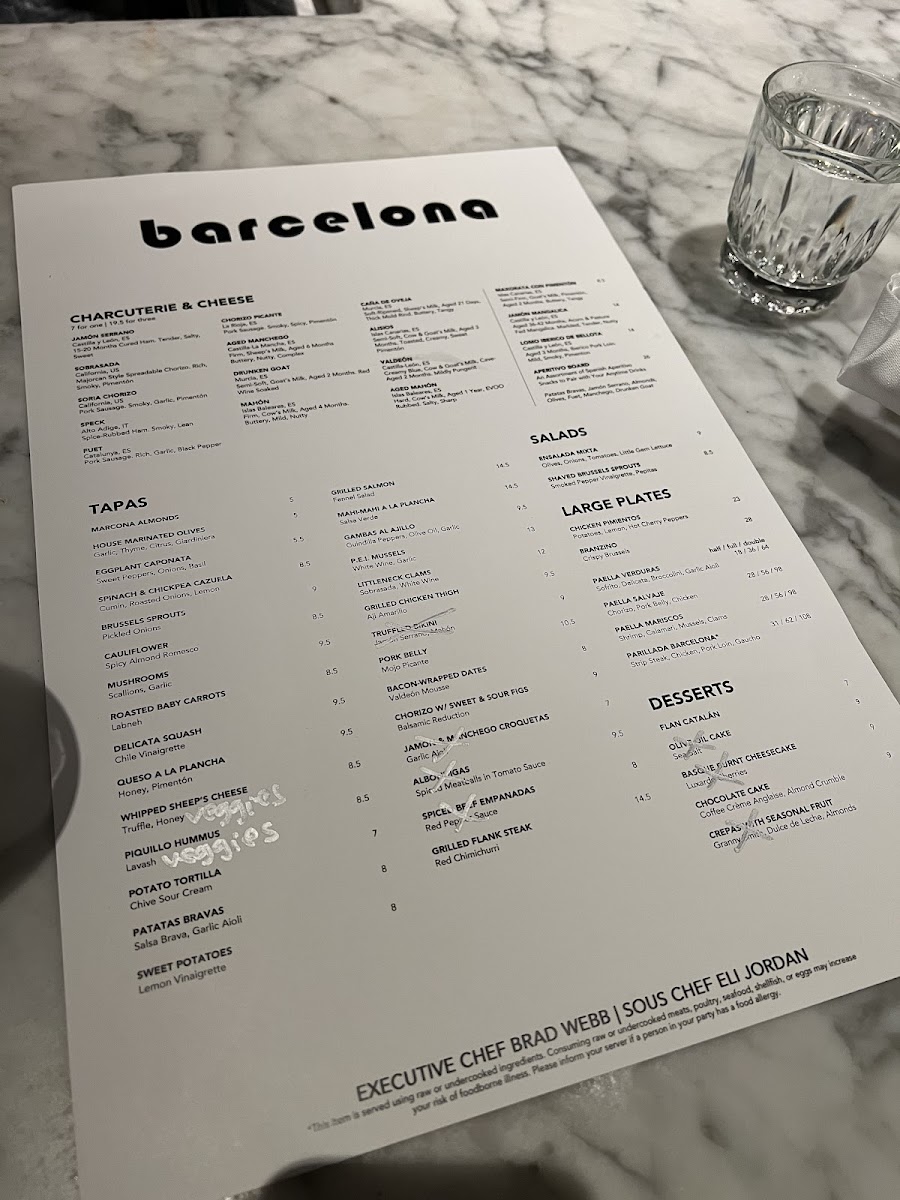 Barcelona Wine Bar gluten-free menu