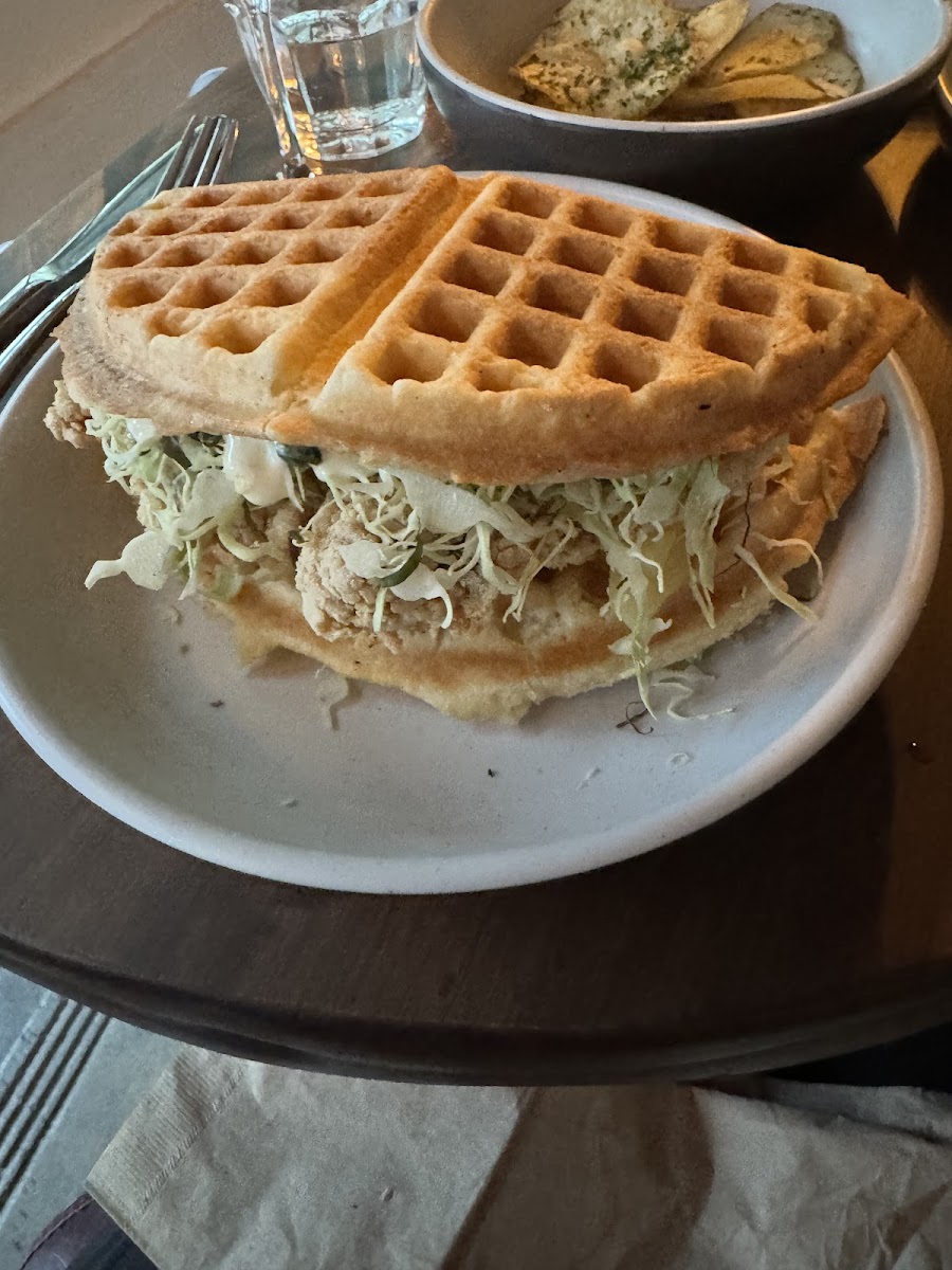 Chicken and waffle sandwich