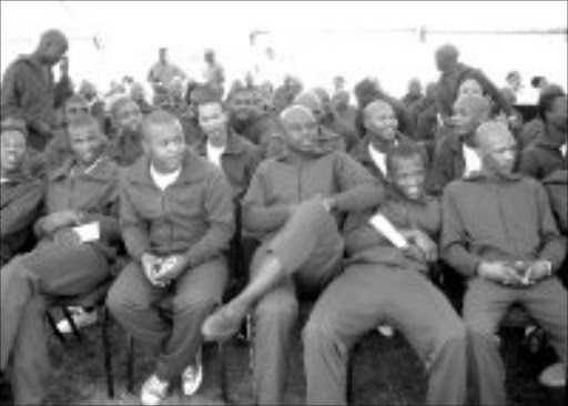 PRISON BREAK: Juvenile prisoners at Boksburg Prison during Crrection Week performances. Pic. Munyadziwa Nemutudi. 15/10/07. © Sowetan.