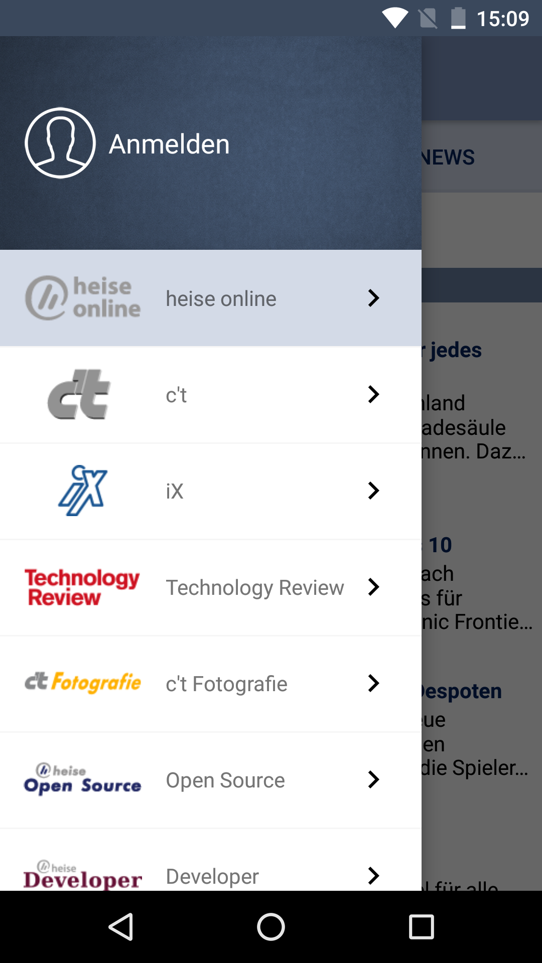 Android application heise online - News screenshort