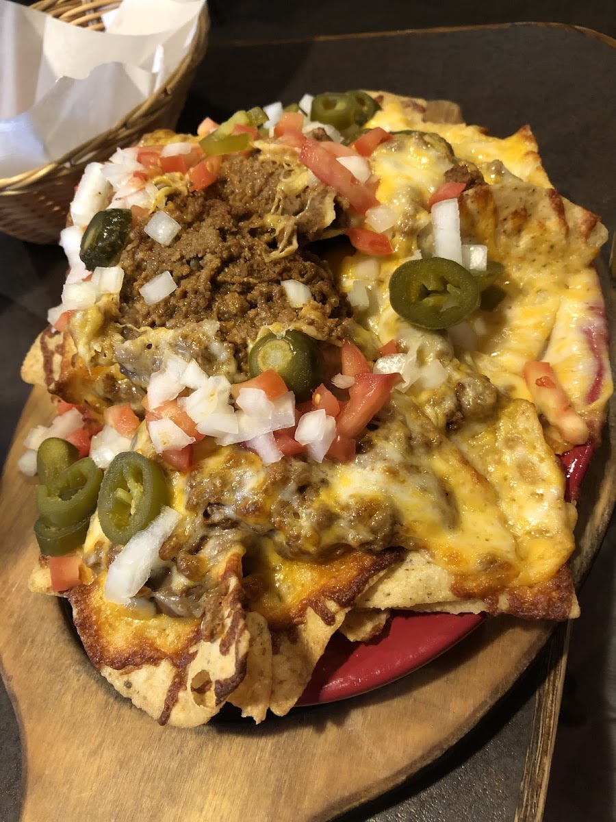 Beef and bean nachos