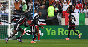 Kabelo Dlamini of Orlando Pirates celebrates a goal during the Nedbank Cup semifinal match against Chippa United at Nelson Mandela Bay Stadium on Saturday. 