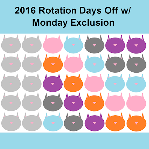 2016 ColorCAL Mondays excluded