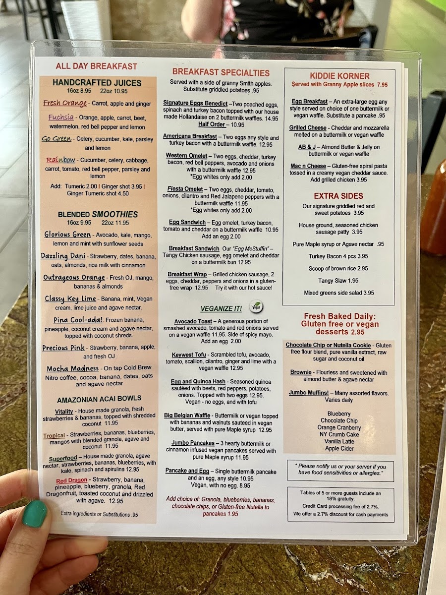 Fresh First gluten-free menu