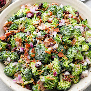 Crunchy warm broccoli salad