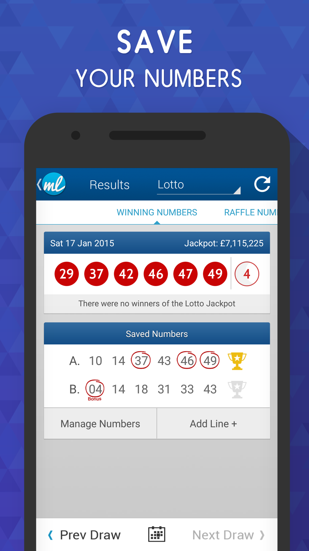 Android application UK Lotto & Euromillions & 49s Results screenshort