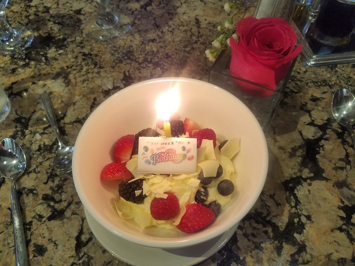 White chocolate mousse surprise for my birthday. Incredibly delicious!!!!