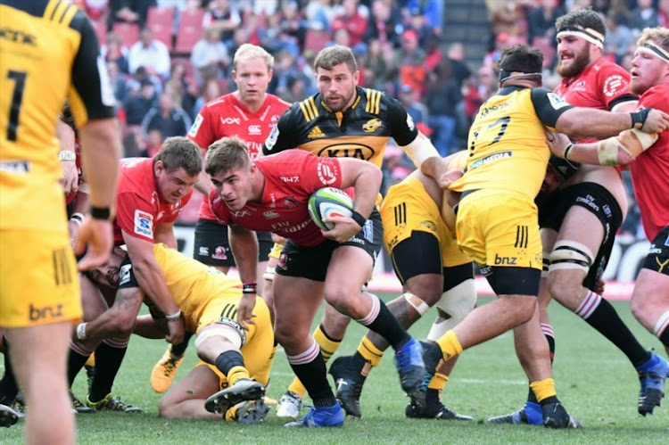 Malcolm Marx, Ruan Dreyer of the Lions during the Super Rugby, Semi Final match between Emirates Lions and Hurricanes at Emirates Airline Park on July 29, 2017 in Johannesburg.