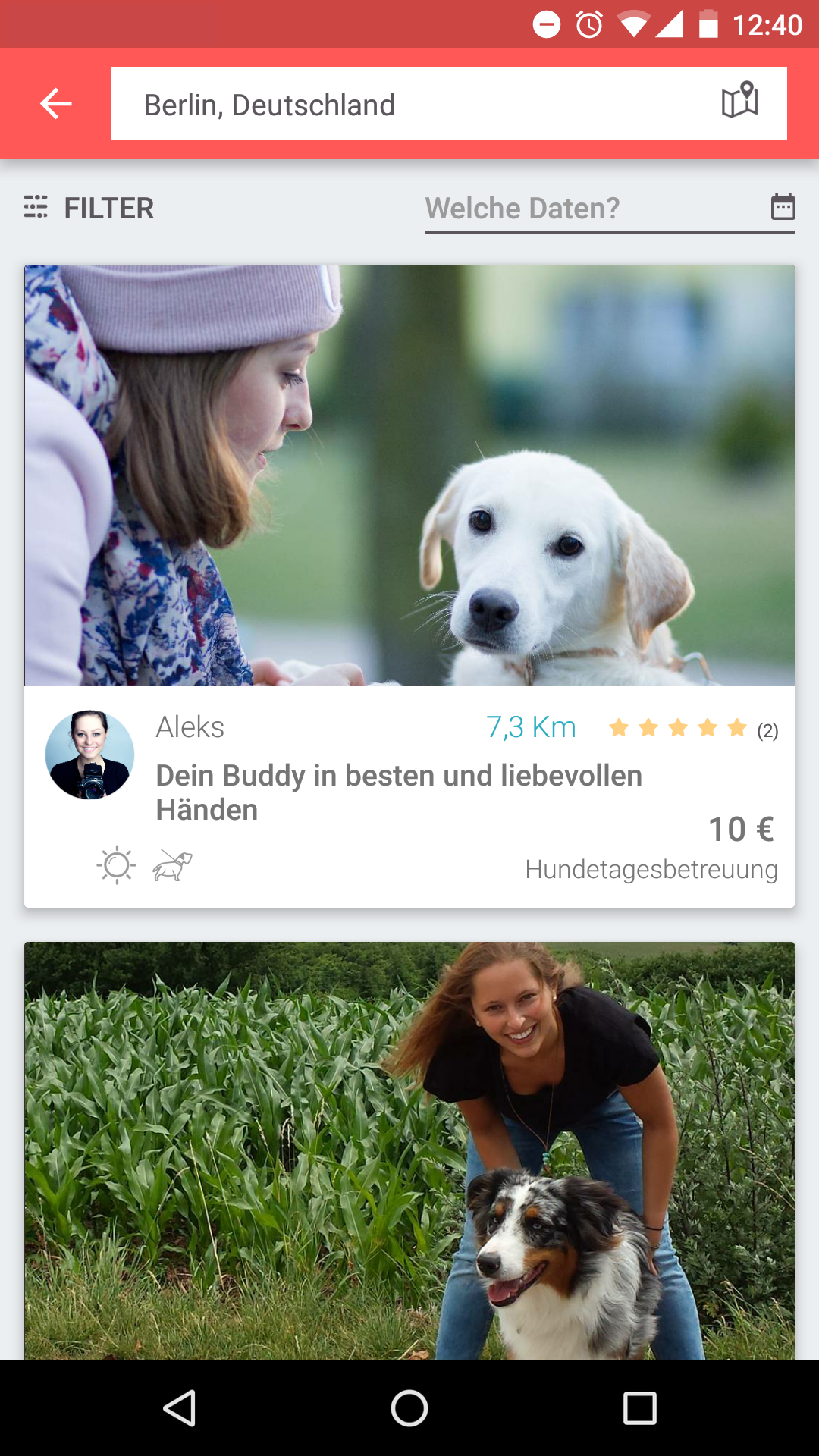 Android application DogBuddy screenshort