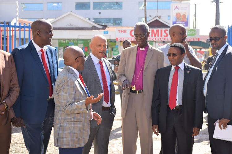 EACC chairman Eliud Wabukala and CEO Twalib Mbarak during a past site visit on March 21, 2019