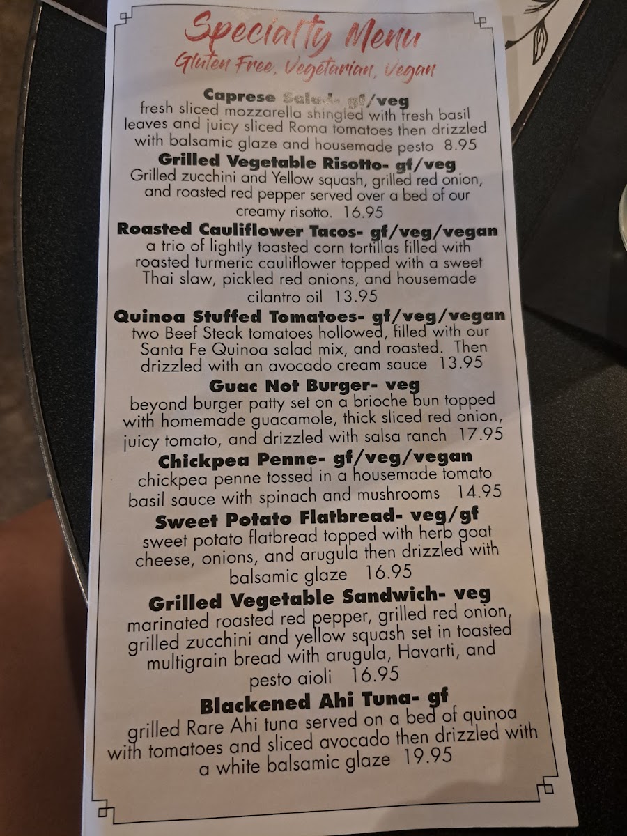 Meade Street Bistro gluten-free menu