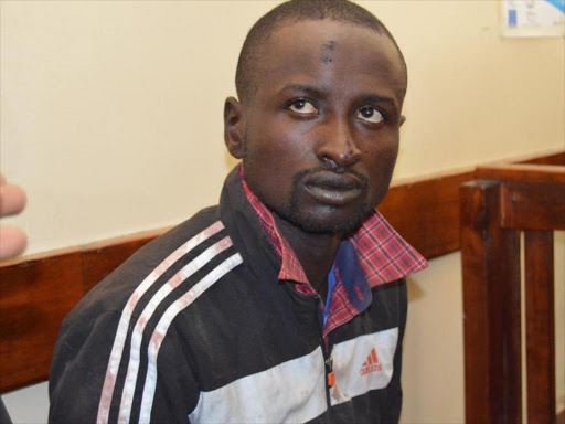 Murder suspect Michael Kahoro at the dock, Nakuru Law courts to take plea, November 25, 2016, /FILE