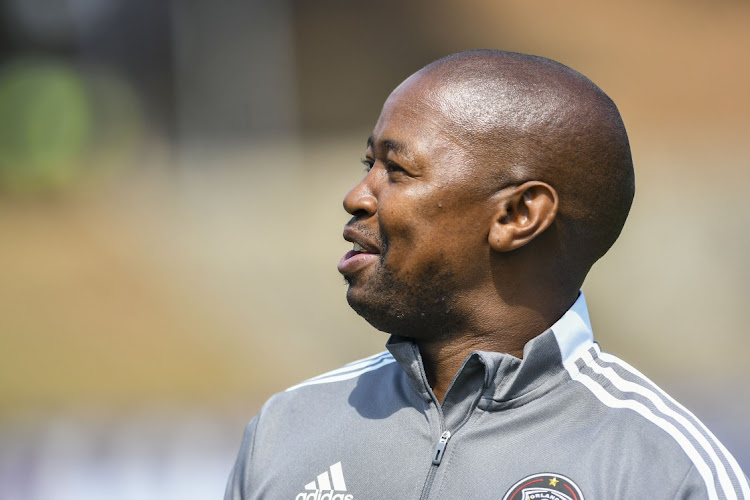 Orlando Pirates reserves coach Joseph Makhanya during the DStv Diski Challenge match between Kaizer Chiefs and Orlando Pirates at King Zwelithini Stadium on September 11.