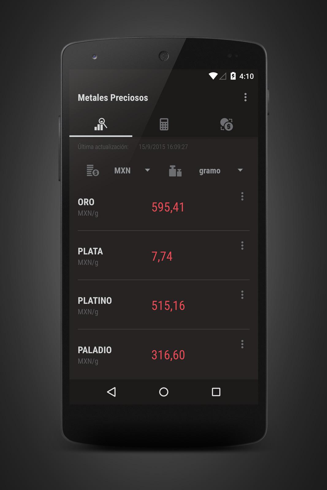 Android application Gold and Silver Prices screenshort