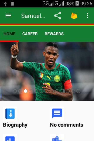 Android application legend Samuel Etoo screenshort