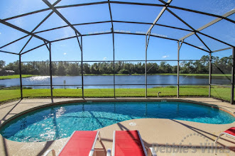 Gorgeous lake view from the south-facing pool deck of this Terra Verde villa in Kissimmee