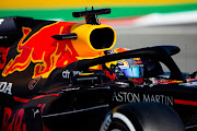 Alex Albon drives the Aston Martin Red Bull Racing Honda RB16 during F1 winter tests at Circuit de Barcelona. 