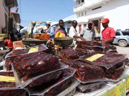 Dates on sale at a stall in Somalia's capital Mogadishu when Muslims prepared for the fasting month of Ramadan.