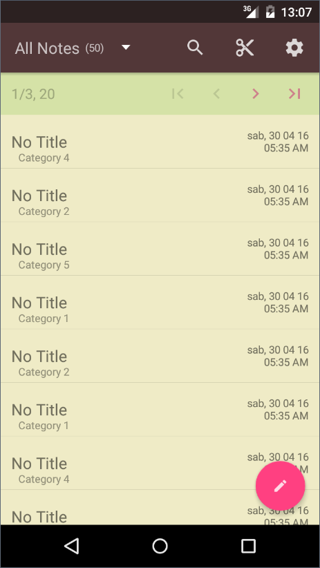 Android application Notepad screenshort