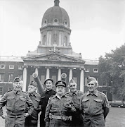 ONCE MORE UNTO THE BREACH: The cast of the TV series 'Dad's Army' visits the Imperial War Museum in Southwark, London, to find the answers to some WW2 questions