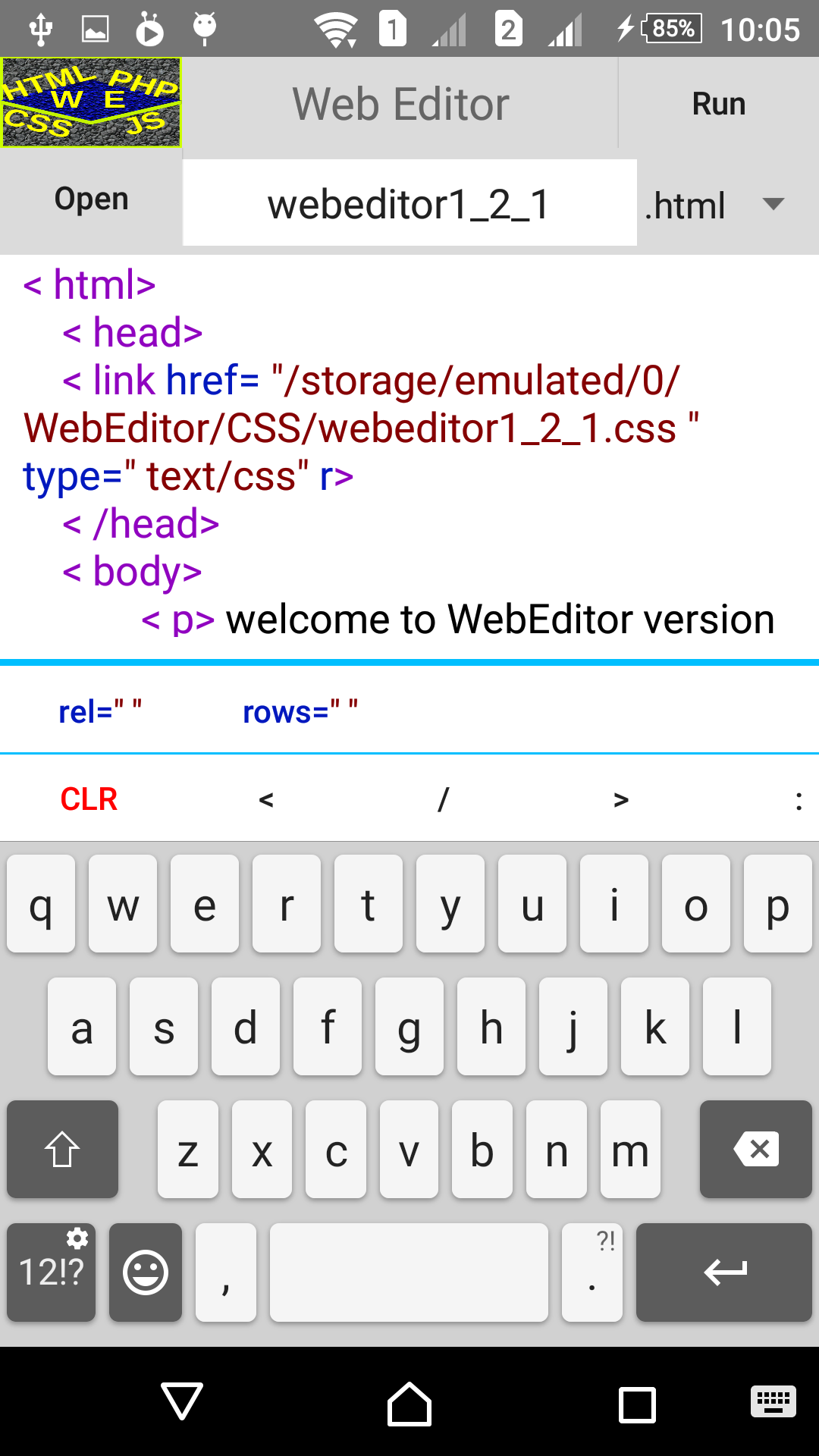 Android application Web Editor (HTML,PHP,CSS,JS) screenshort