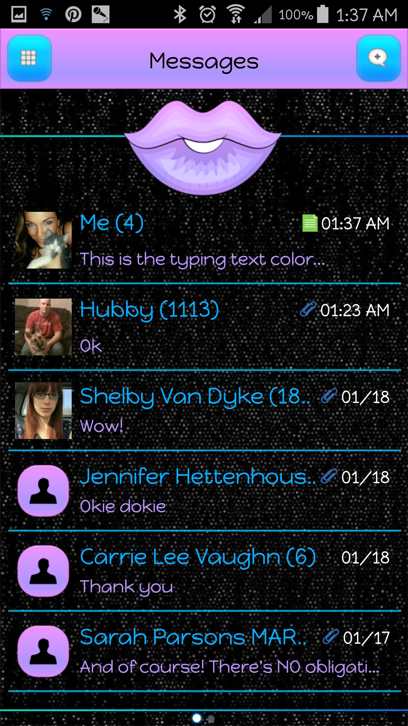 Android application Kisses 3 - GO SMS THEME screenshort