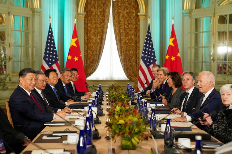 US President Joe Biden and Chinese President Xi Jinping attend a bilateral meeting at Filoli estate in Woodside, California, the US, November 15 2023. Picture: KEVIN LAMARQUE/REUTERS