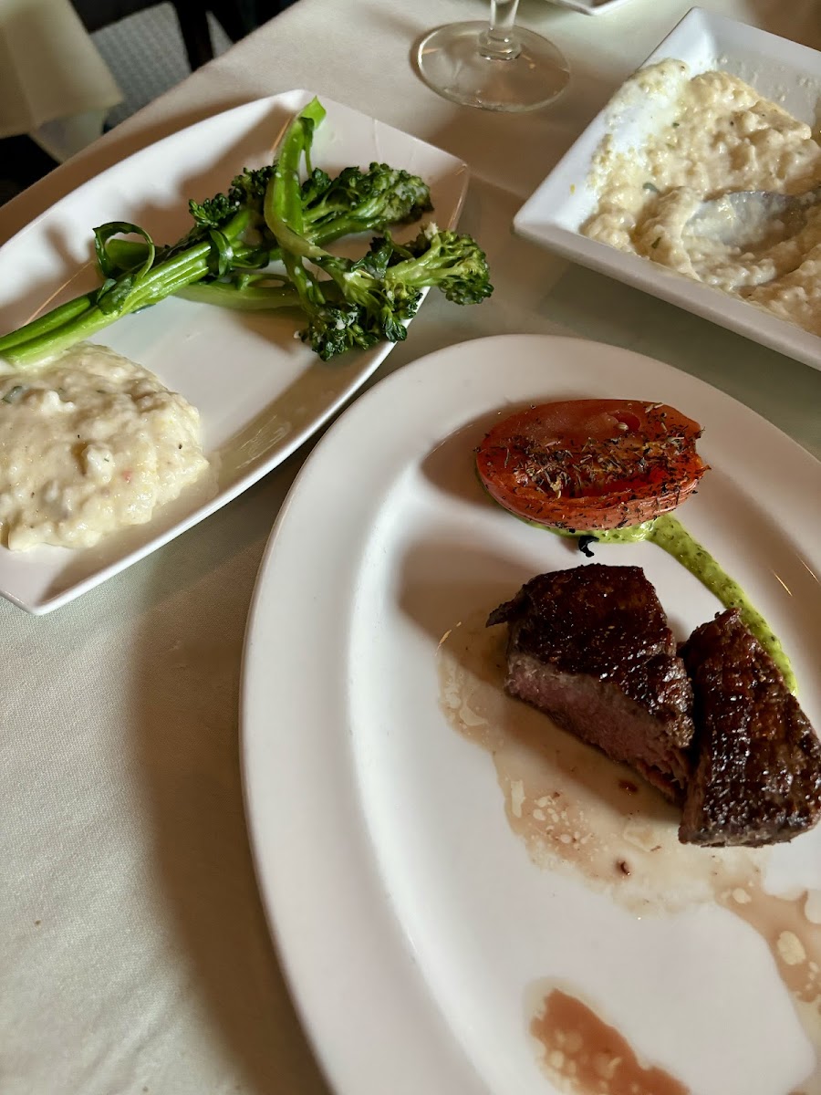 Filet, Broccolini, & Pepperjack Grits.