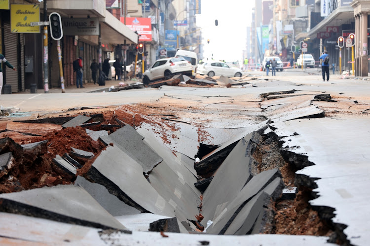 Bree Street in Johannesburg's CBD after an explosion on Wednesday.