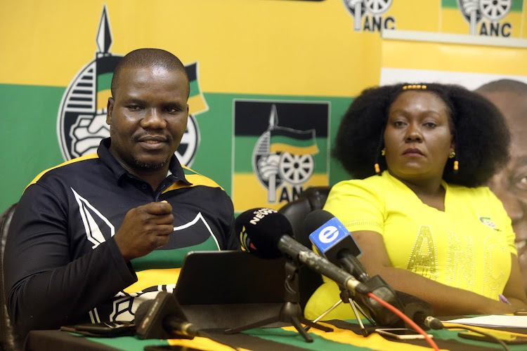 KZN ANC provincial secretary Mdumiseni Ntuli and provincial spokesperson Nomagugu Simelane-Zulu tell journalists in Durban that the ANC had decided that members charged with serious crimes should step aside pending the conclusion of their court cases.